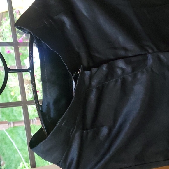 Vintage 70's Seat Covers Shiny Black Acetate High Rise Flared Sz. 7 Pants - Picture 3 of 12